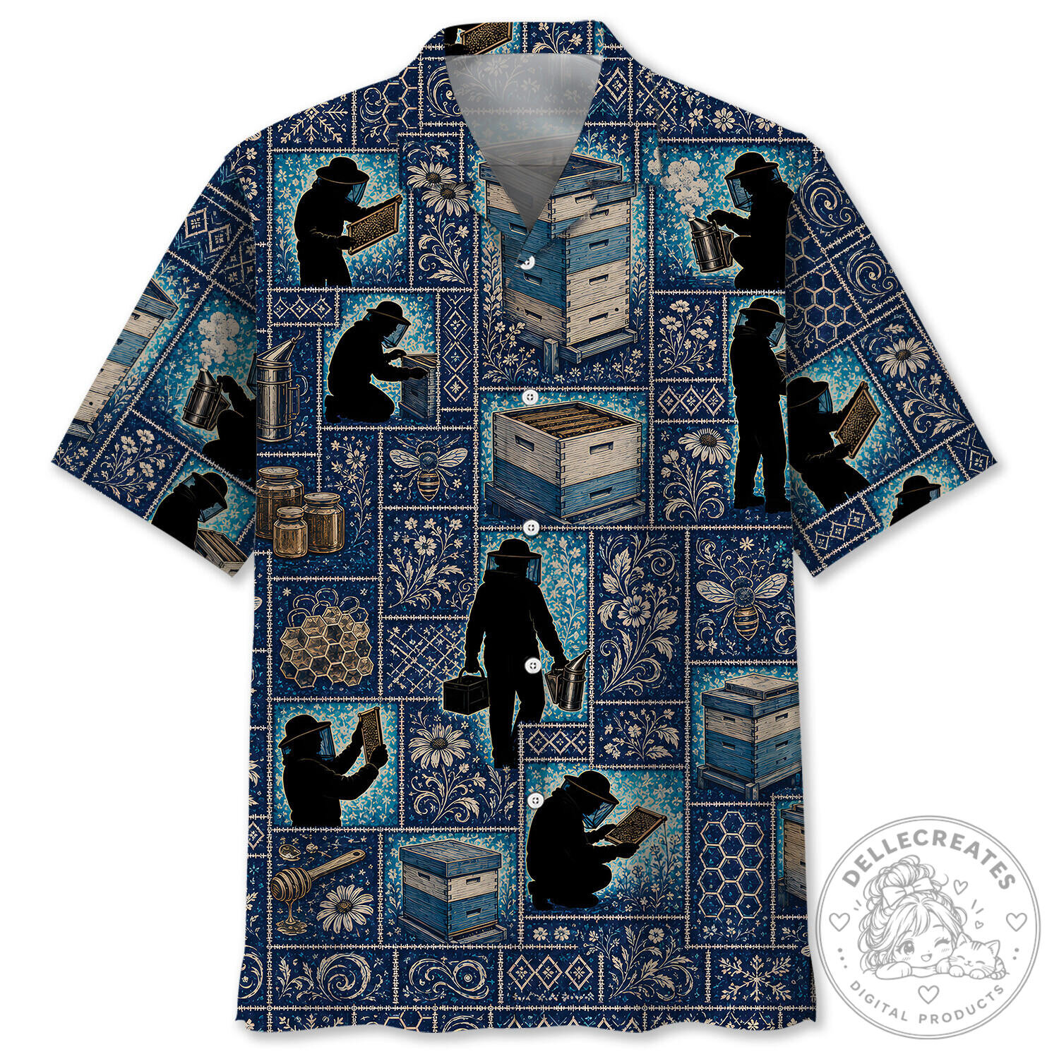 Beekeeper Paradise Blue Tropical Hawaiian Shirt