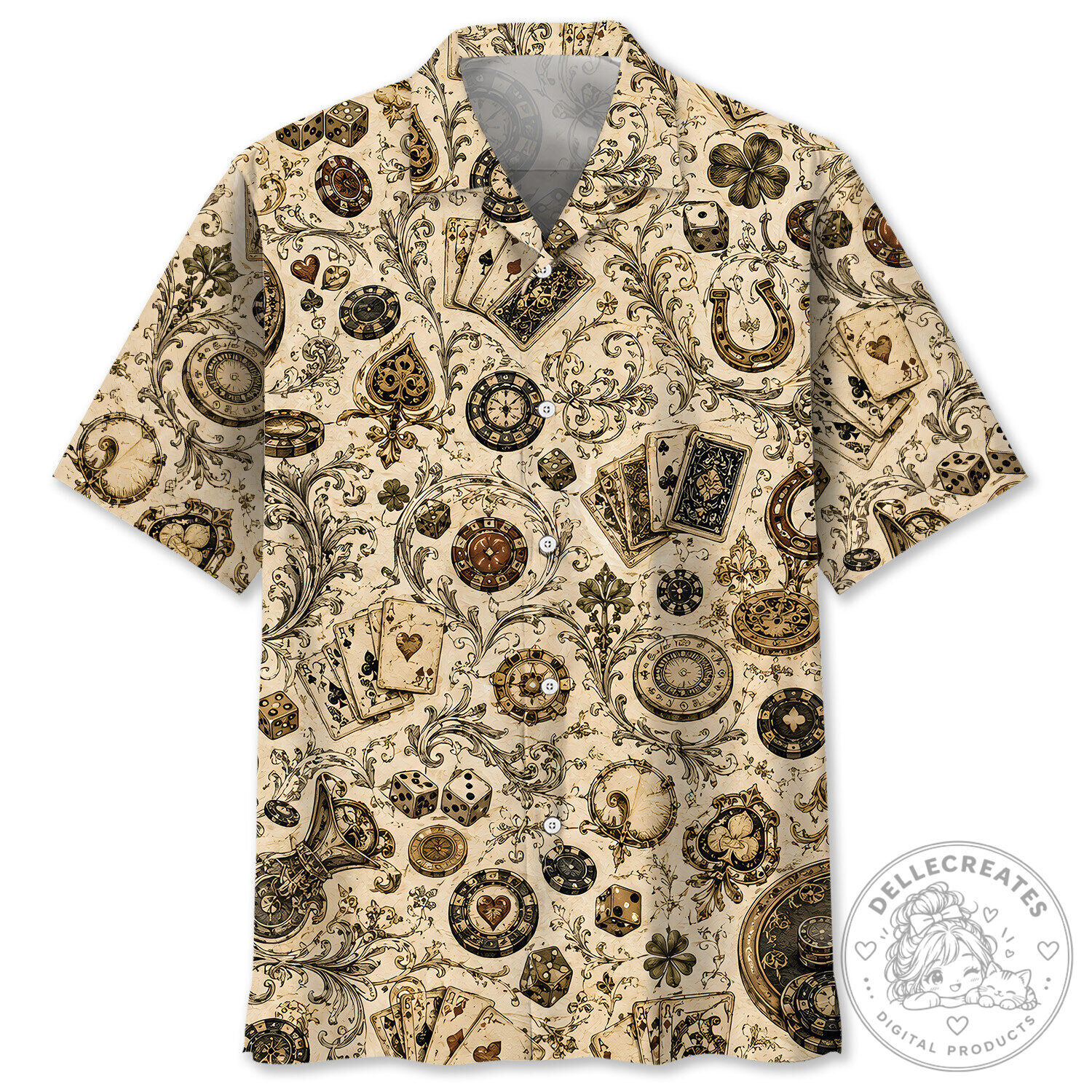 Vintage Poker Cards Dice Casino Gambling Hawaiian Shirt 2 Vintage Poker Cards Dice Casino Gambling Hawaiian Shirt
