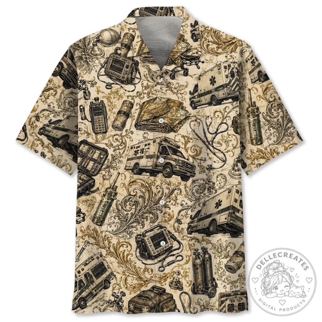 Paramedic Emergency Medical Services Vintage Hawaiian Shirt Paramedic Emergency Medical Services Vintage Hawaiian Shirt