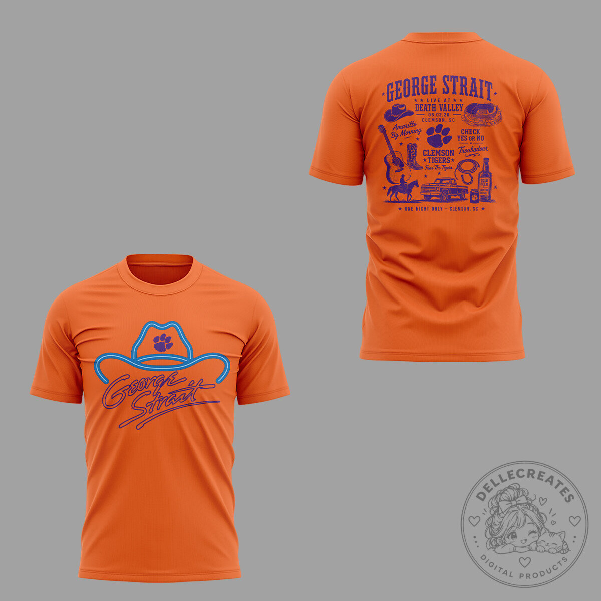 Clemson George Strait One Night Only Concert Orange T-Shirt 5 Clemson George Strait One Night Only Concert Orange T-Shirt