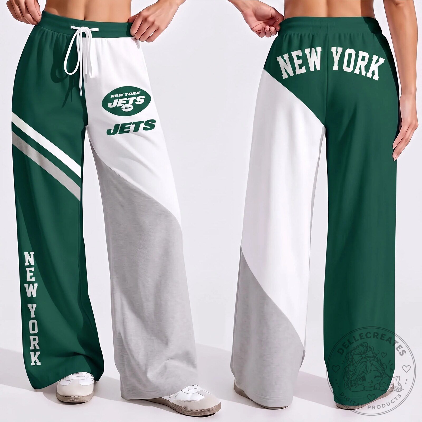 New York Jets NFL Game Day Color Block Wide Leg Pants for Women