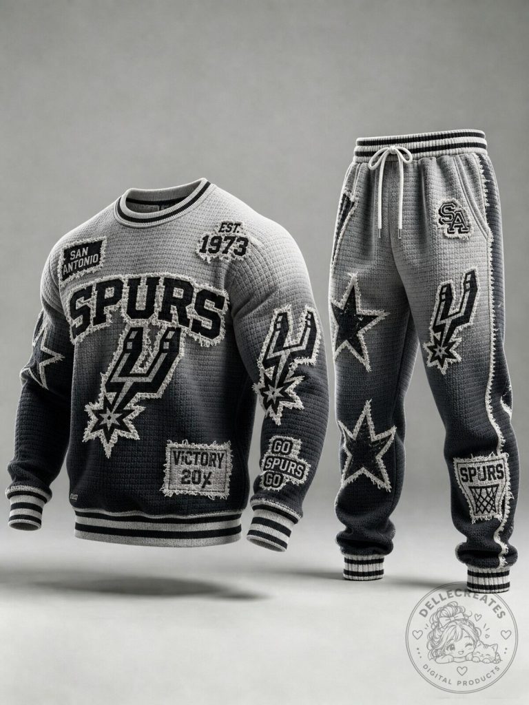 Patchwork Distressed Crewneck Sweatshirt and Joggers Set for San Antonio Spurs Supporters 11 Patchwork Distressed Crewneck Sweatshirt and Joggers Set for San Antonio Spurs Supporters