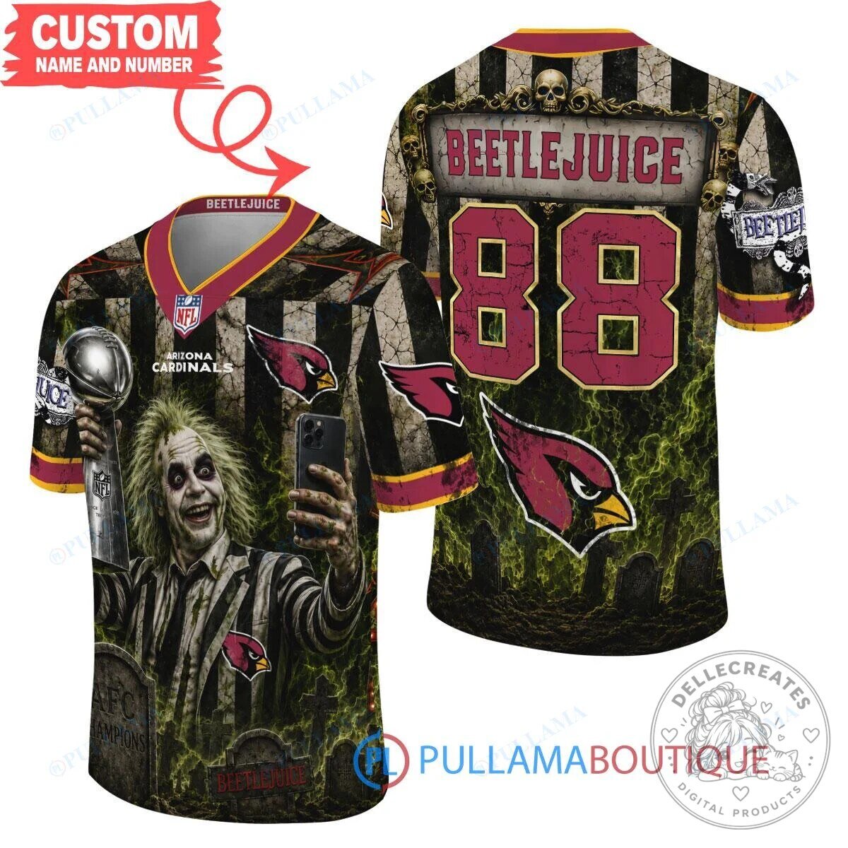 Arizona Cardinals Beetlejuice Halloween Football Jersey