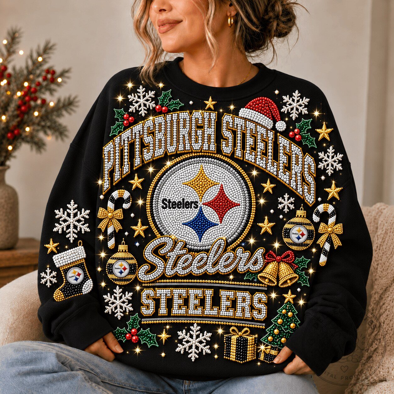 Pittsburgh Steelers Christmas Ugly Sweater Style Holiday Sweatshirt