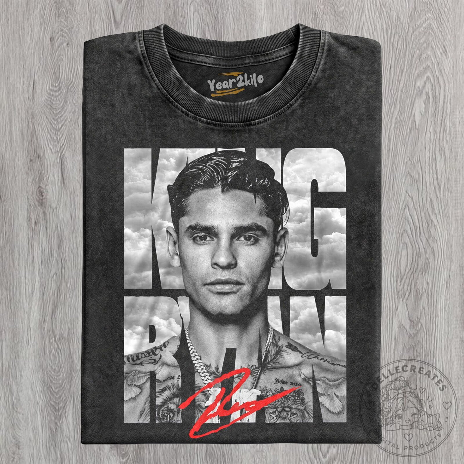 Ryan Garcia King Ry Boxing Champion Black and White Portrait T-Shirt