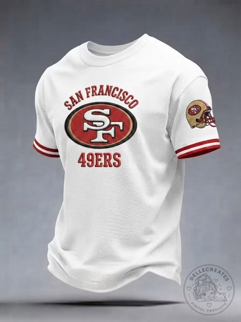 San Francisco 49ers Fan T-Shirt, Classic Crew Neck Sport Tee with Bold Diagonal Stripe Design