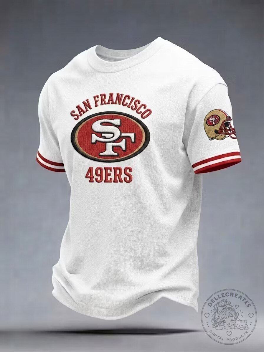 San Francisco 49ers Fan T-Shirt, Classic Crew Neck Sport Tee with Bold Diagonal Stripe Design