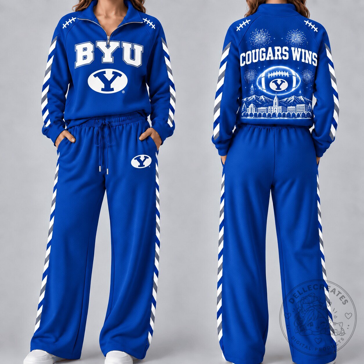 BYU Cougars Women's Game Day Two-Piece Tracksuit Quarter Zip Pullover and Pants Set