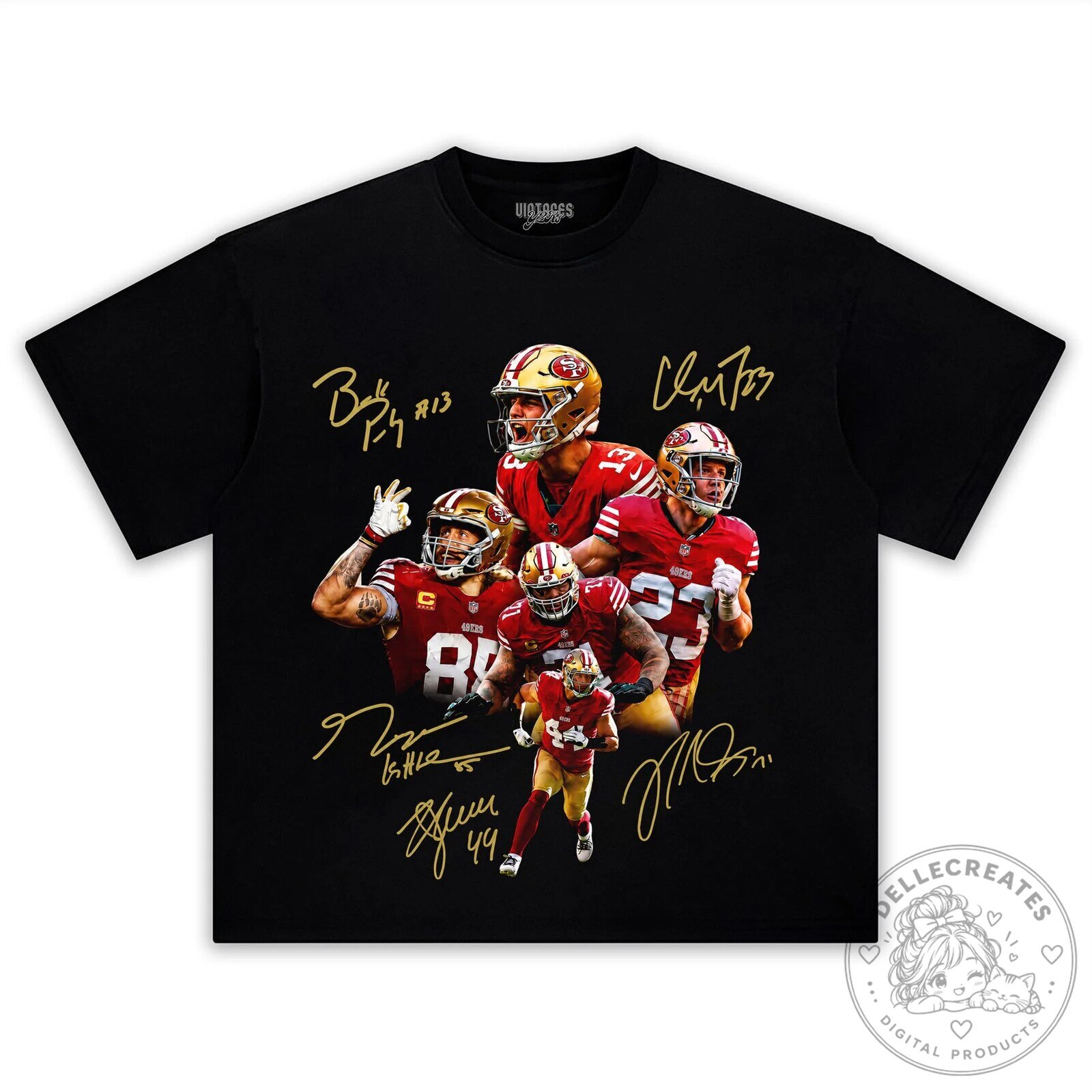 Christian McCaffrey San Francisco 49ers Football Team Player Signatures T-Shirt