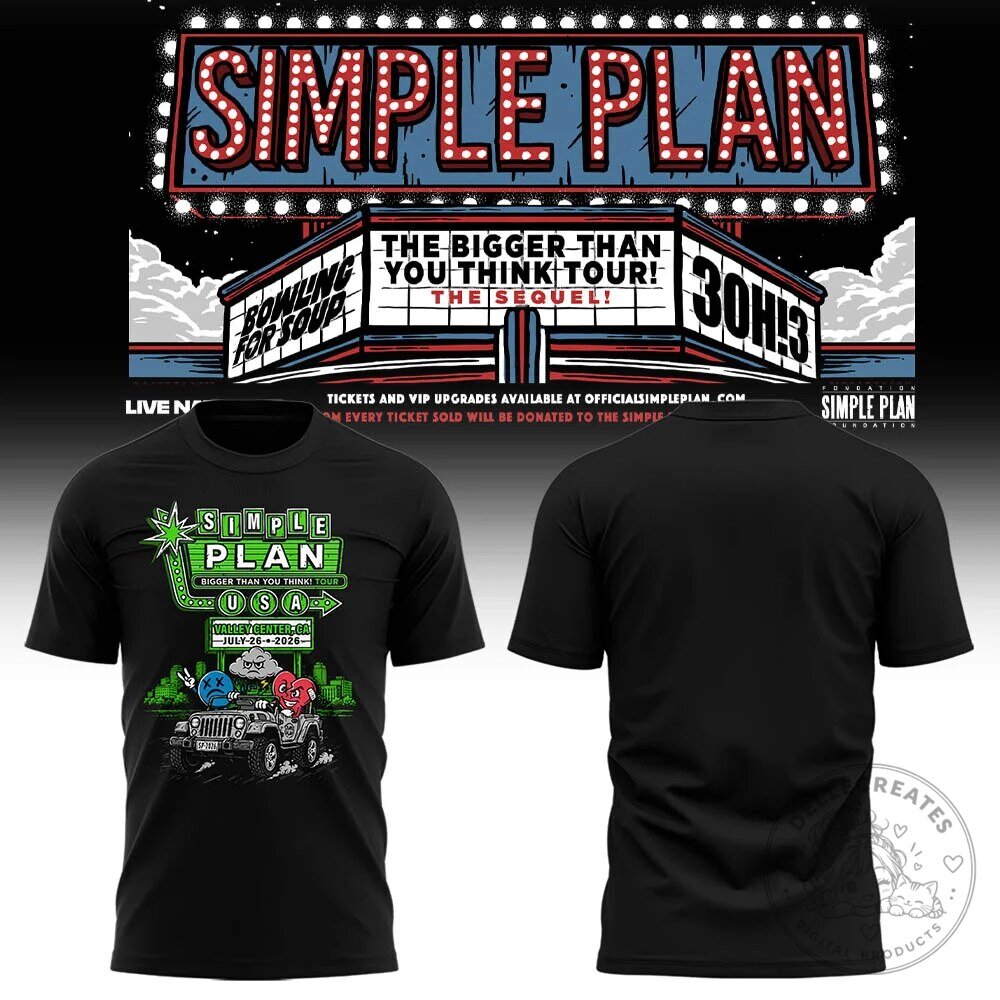 Simple Plan Bigger Than You Think Tour Valley Center California T-Shirt