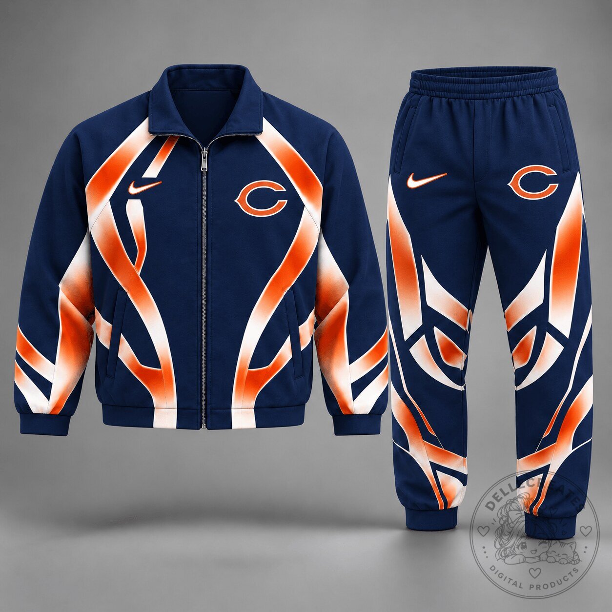 Chicago Bears National Football League Team Full Zip Jacket and Pants Tracksuit