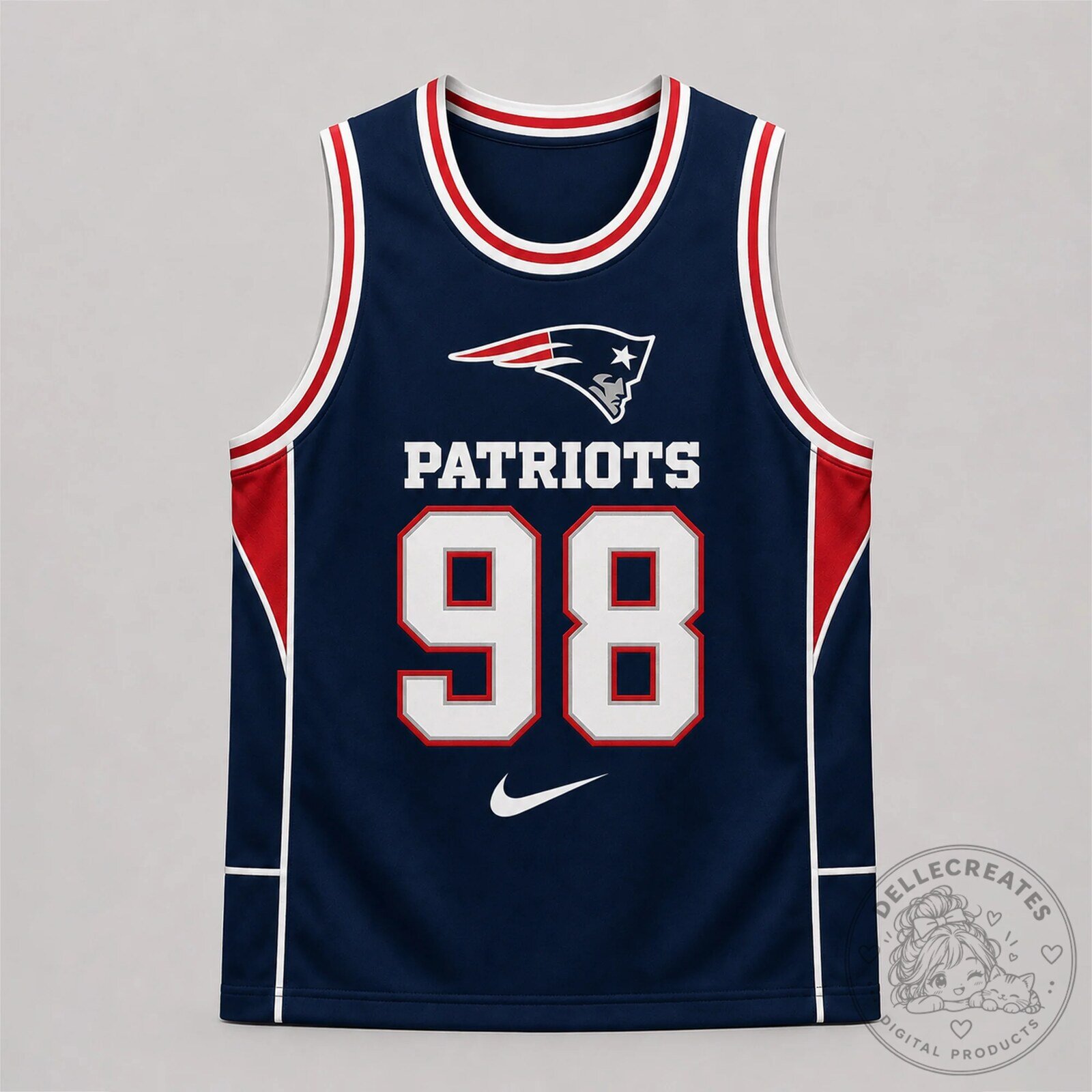 New England Patriots Custom Number 98 Basketball Jersey for Men and Women