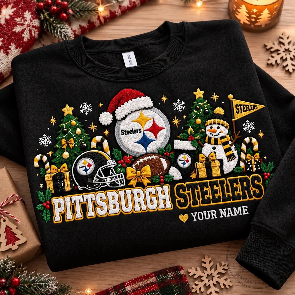 Pittsburgh Steelers Christmas Holiday Personalized Black Sweatshirt