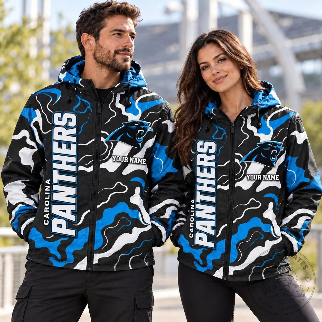 Carolina Panthers NFL Special Pattern Outdoor Windbreaker Jacket