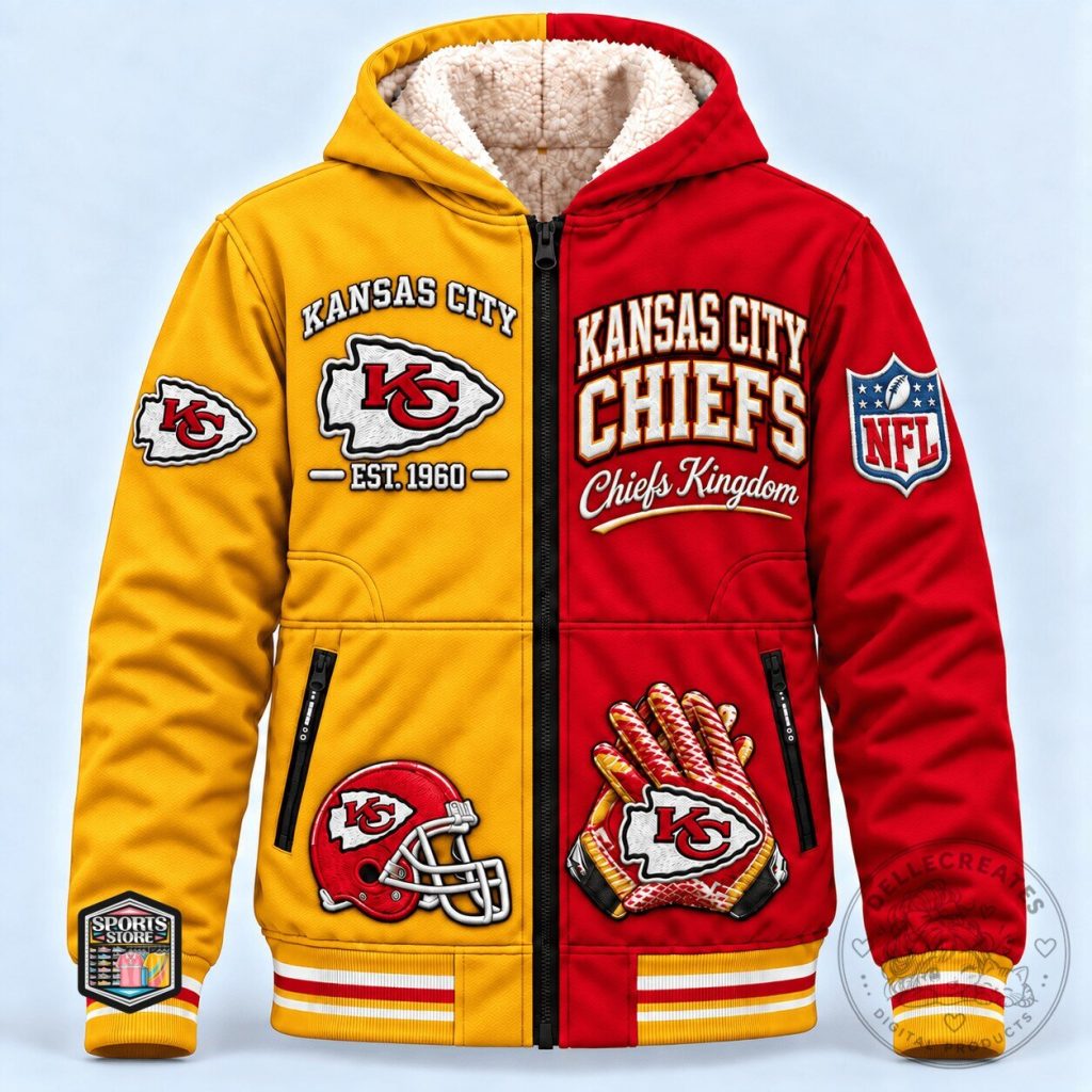 Kansas City Chiefs Football Team Sherpa Lined Winter Jacket Kansas City Chiefs Football Team Sherpa Lined Winter Jacket