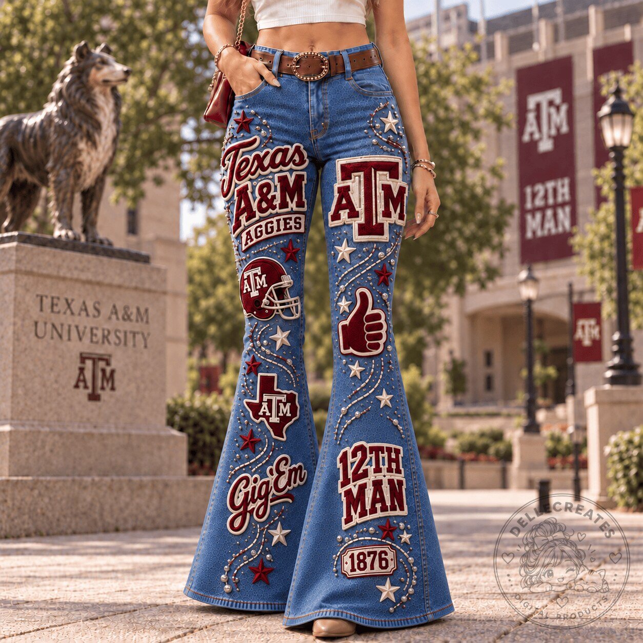 Texas A&M Aggies Gig 'Em 12th Man Flared Jeans for Women
