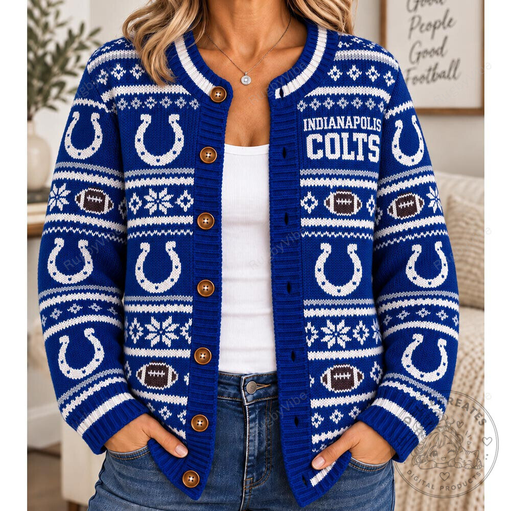 Indianapolis Colts Football Team Ugly Christmas Sweater Cardigan