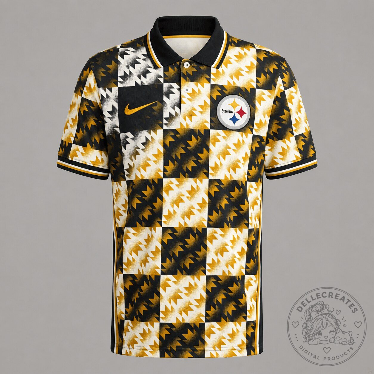 Pittsburgh Steelers Geometric Pattern Polo Shirt for Men