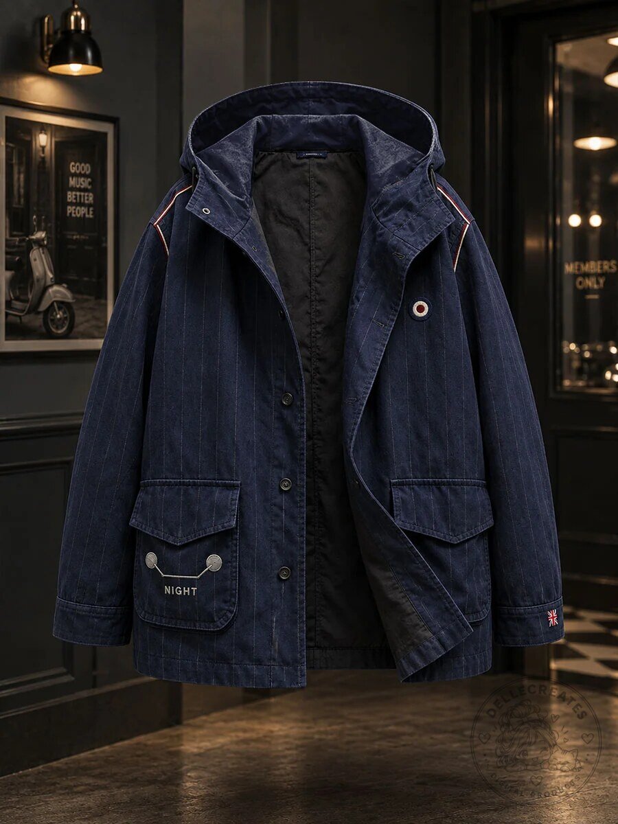 Men's United Kingdom Mod Style Night Printed Hooded Jacket