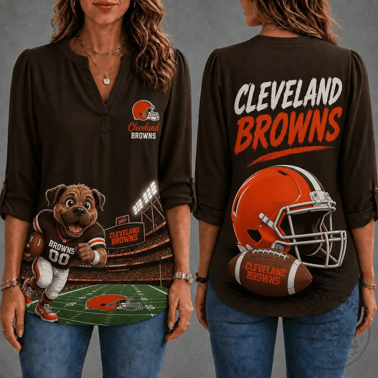 Cleveland Browns Shirt for Women, Football Team Long Sleeve Blouse