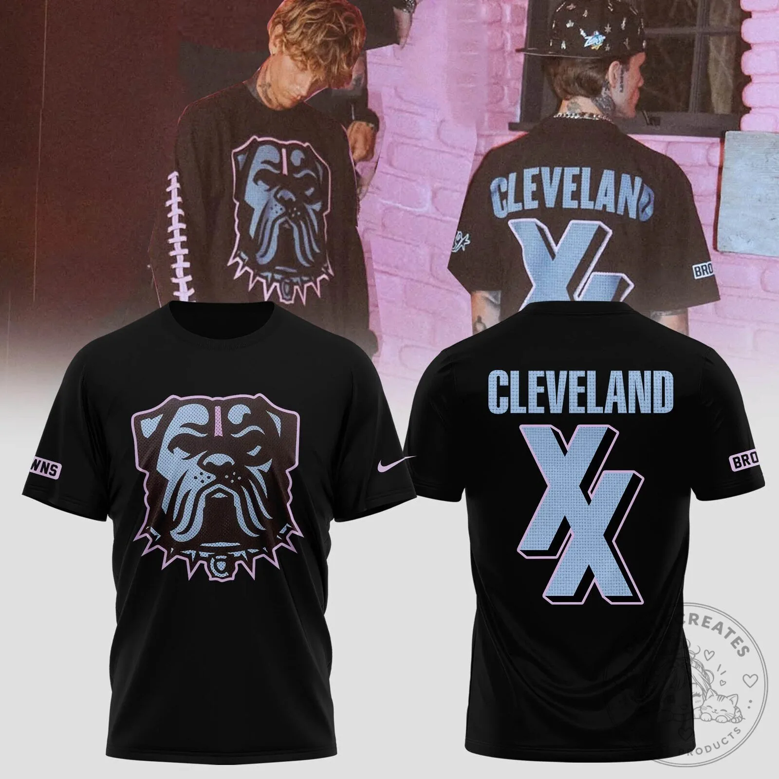 Cleveland Browns Shirt Machine Gun Kelly Bulldog Black T-Shirt