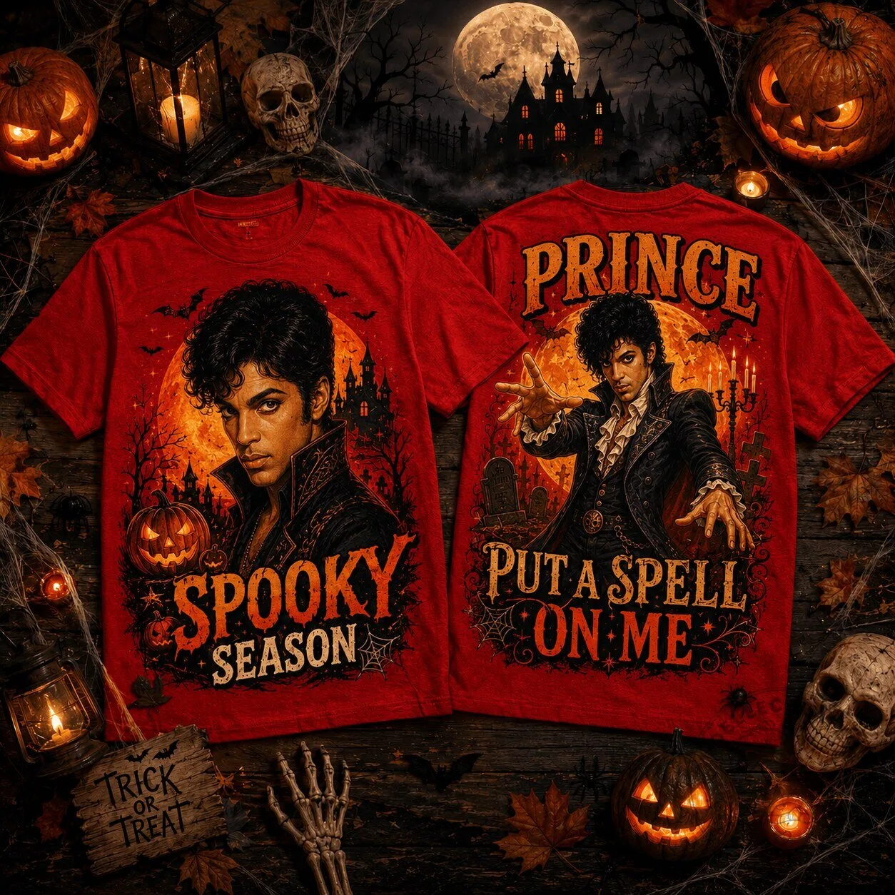 Prince Spooky Season Halloween Vintage Portrait T-Shirt for Fans Who Love Spooky Season