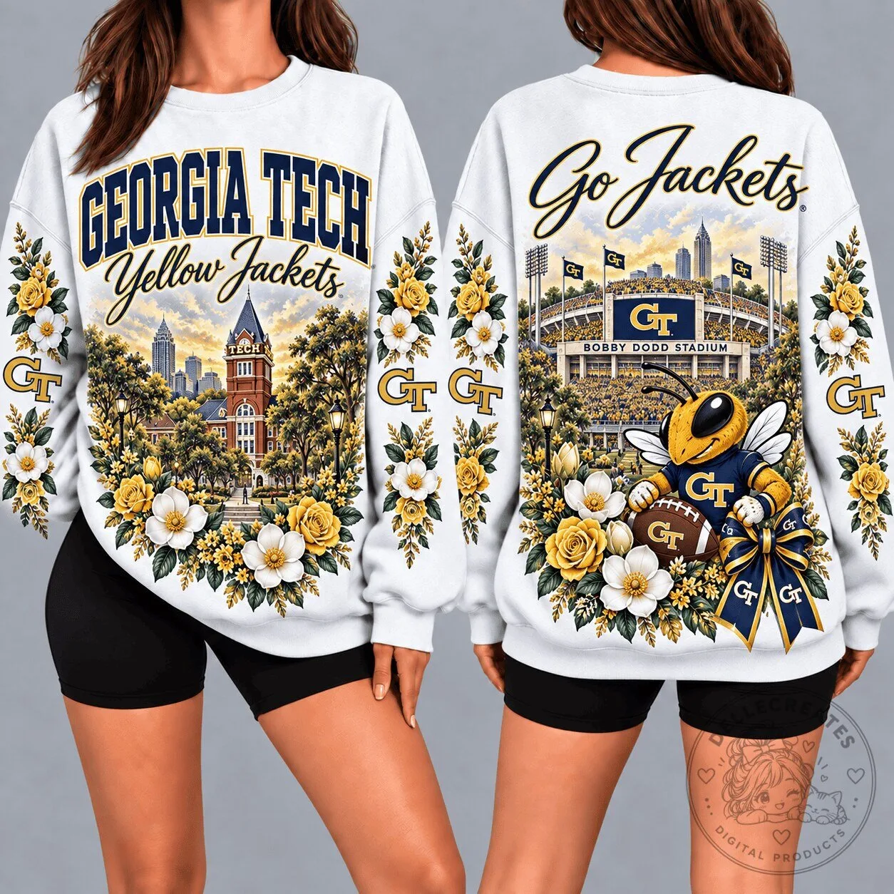 Georgia Tech Yellow Jackets Floral Bobby Dodd Stadium Sweatshirt 1 Georgia Tech Yellow Jackets Floral Bobby Dodd Stadium Sweatshirt
