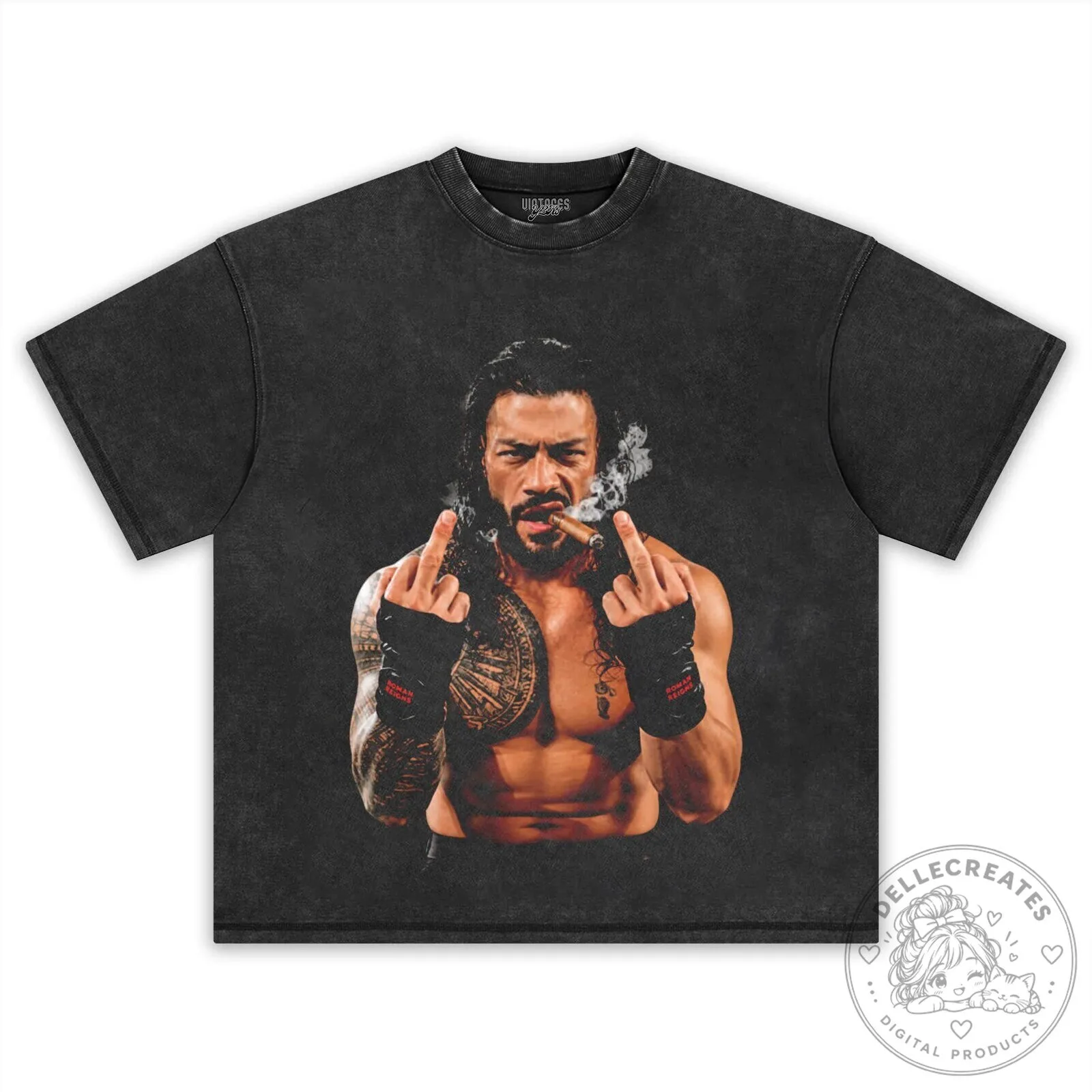 Roman Reigns Middle Finger Cigar Smoking Black T-Shirt 12 Roman Reigns Middle Finger Cigar Smoking Black T-Shirt