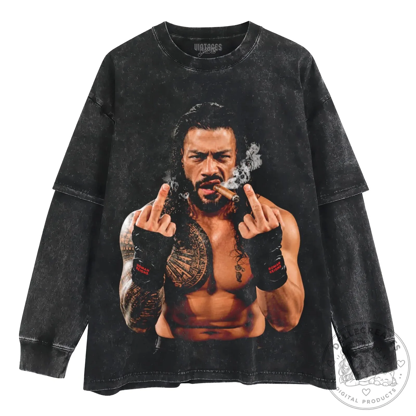 Roman Reigns Middle Finger Cigar Smoking Black T-Shirt 14 Roman Reigns Middle Finger Cigar Smoking Black T-Shirt