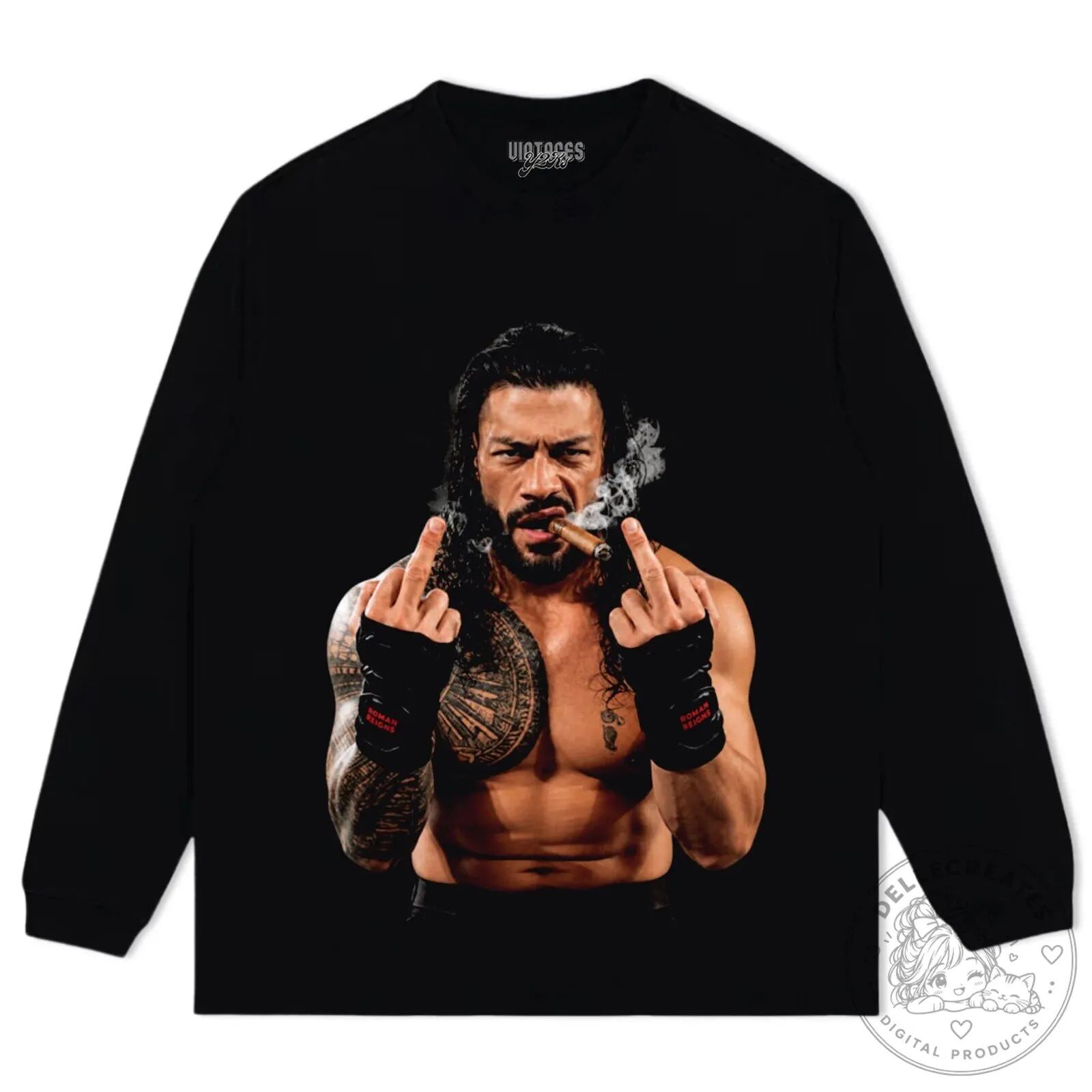 Roman Reigns Middle Finger Cigar Smoking Black T-Shirt 15 Roman Reigns Middle Finger Cigar Smoking Black T-Shirt