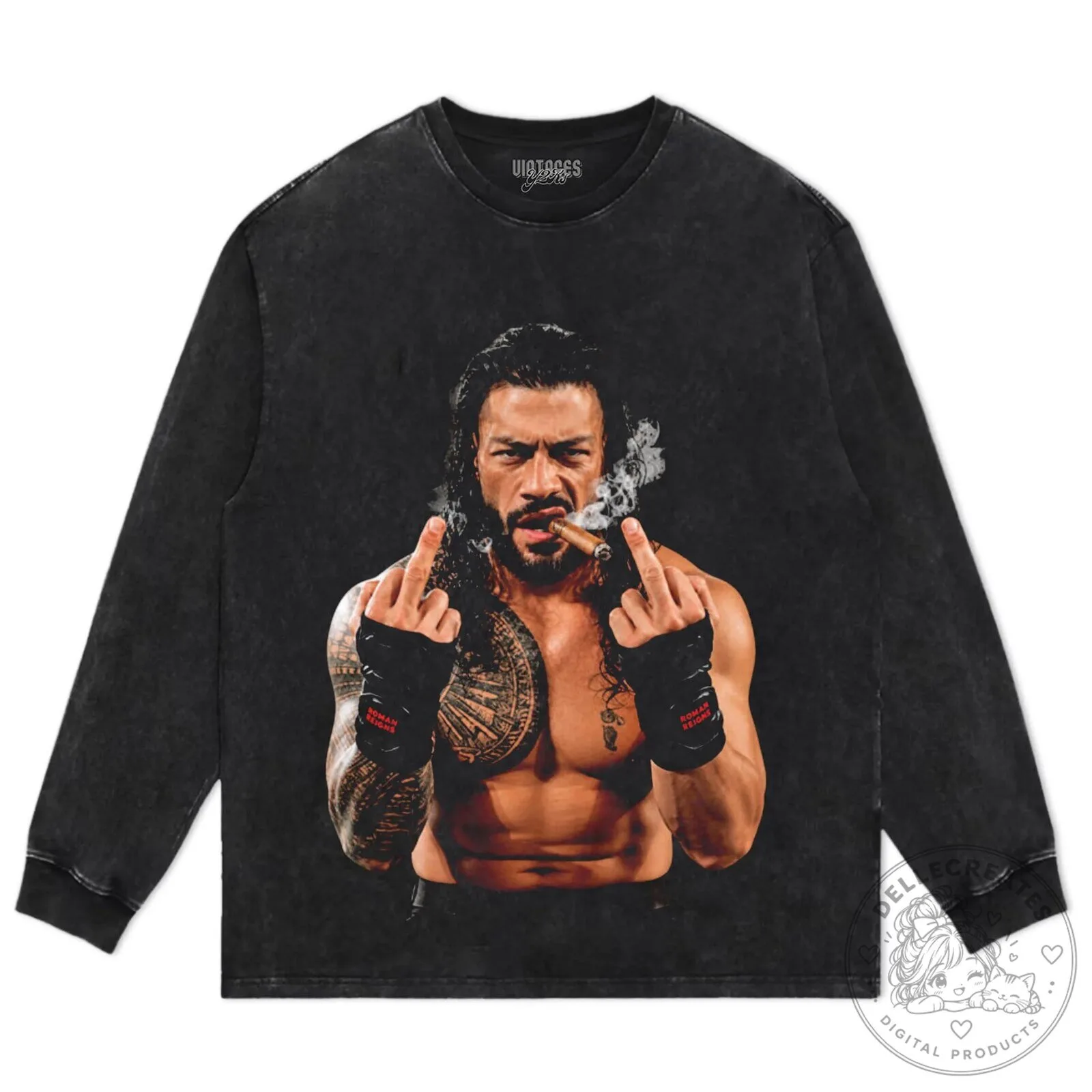 Roman Reigns Middle Finger Cigar Smoking Black T-Shirt 16 Roman Reigns Middle Finger Cigar Smoking Black T-Shirt