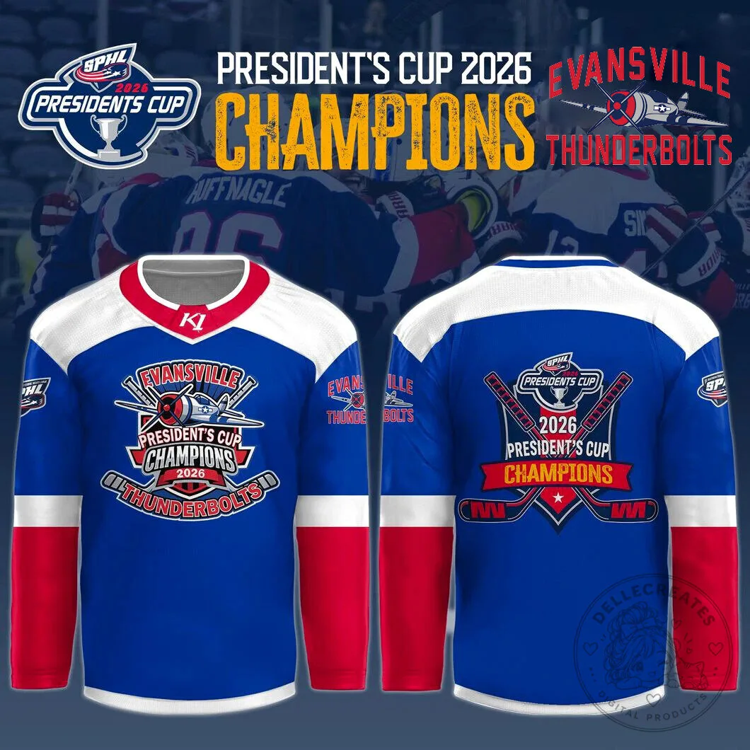 .Evansville Thunderbolts 2026 SPHL Presidents Cup Champions Limited Jersey
