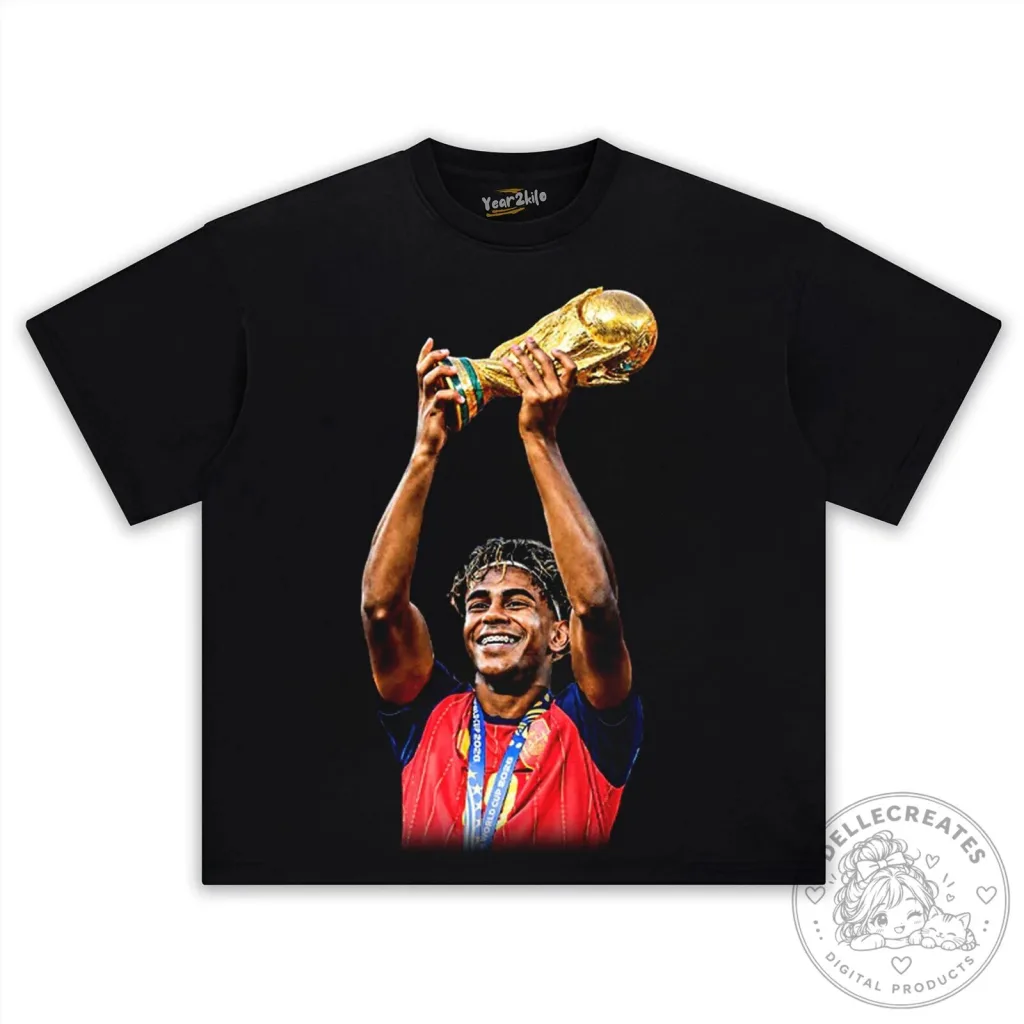 Lamine Yamal Crowned World Cup Champion Black T-Shirt