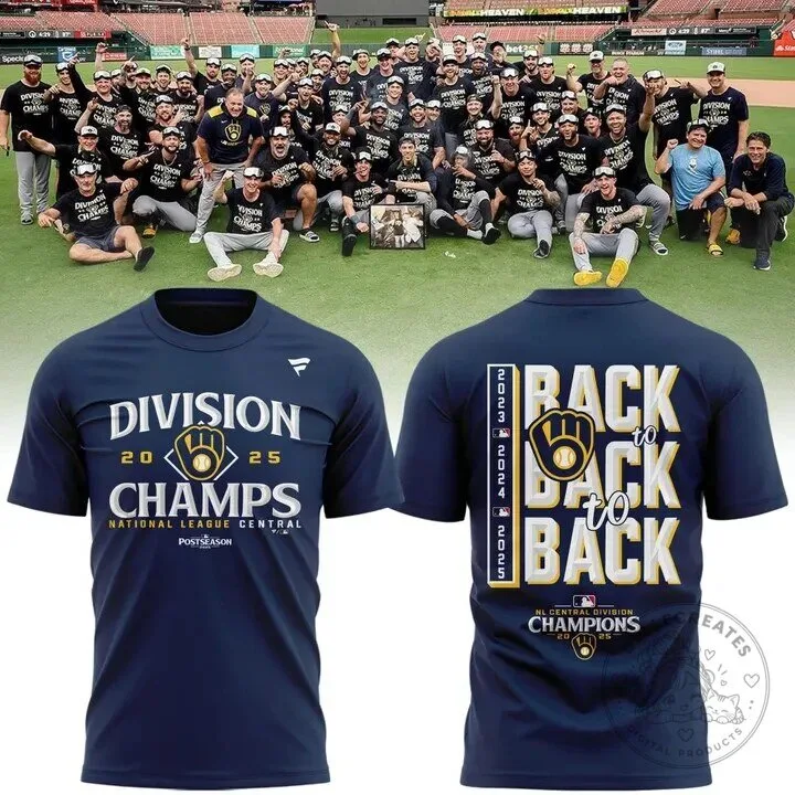 2025 T-Shirt for Milwaukee Brewers National League Central Division Champions
