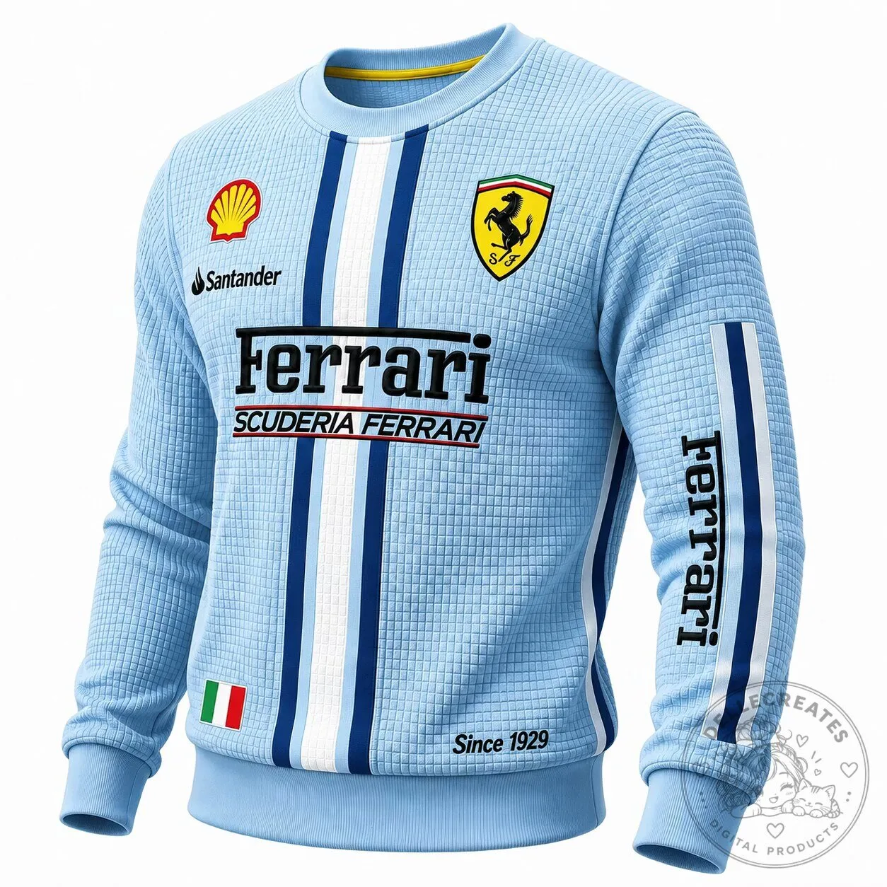Ferrari Scuderia Racing Team Light Blue Waffle Knit Sweatshirt