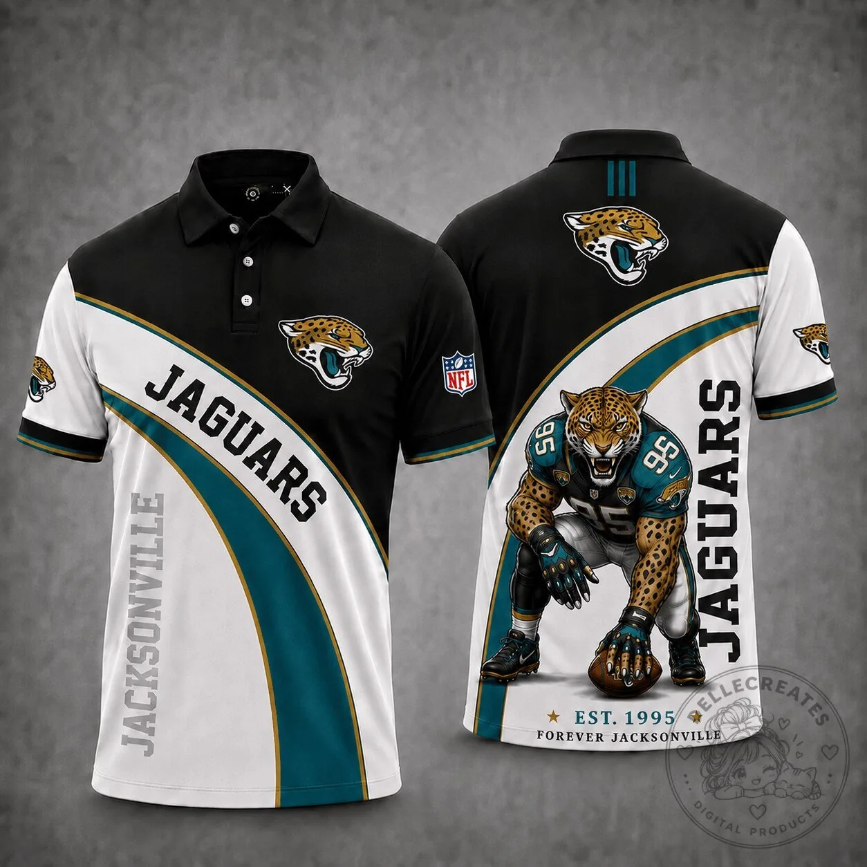 Jacksonville Jaguars Football Team Mascot Polo Shirt for Men