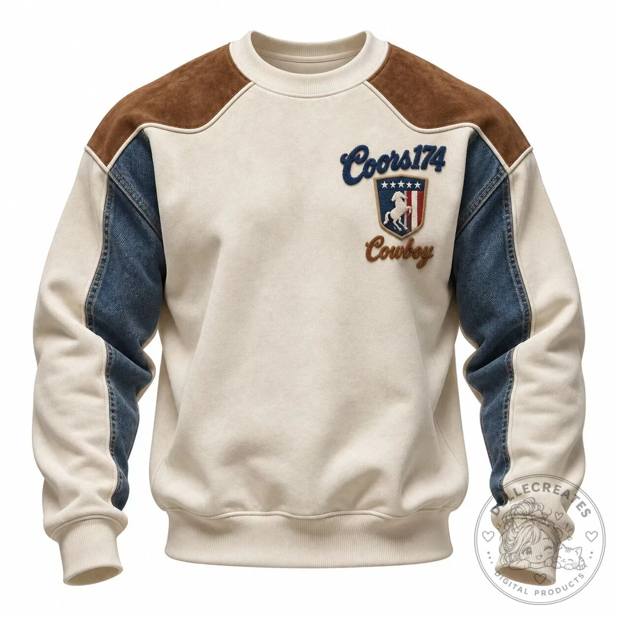 Western Style Crewneck Sweatshirt by Coors 174 for Cowboy Enthusiasts