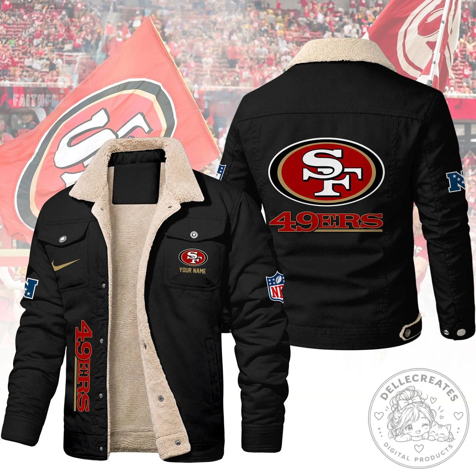 San Francisco 49ers NFL Team Logo Winter Fleece Jacket