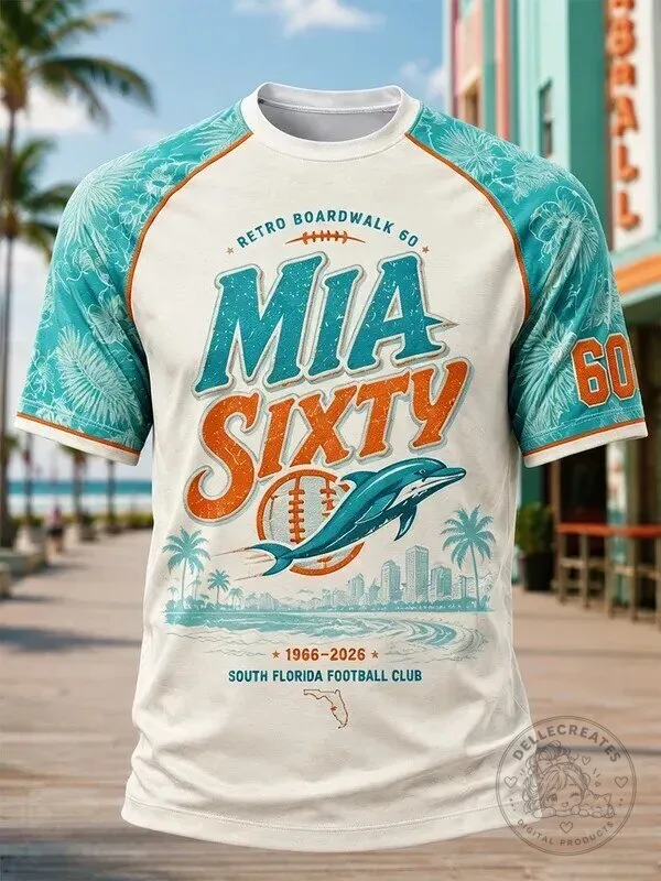 Miami Dolphins Football Fan Tee Retro Boardwalk Sixty Short-Sleeve T-Shirt
