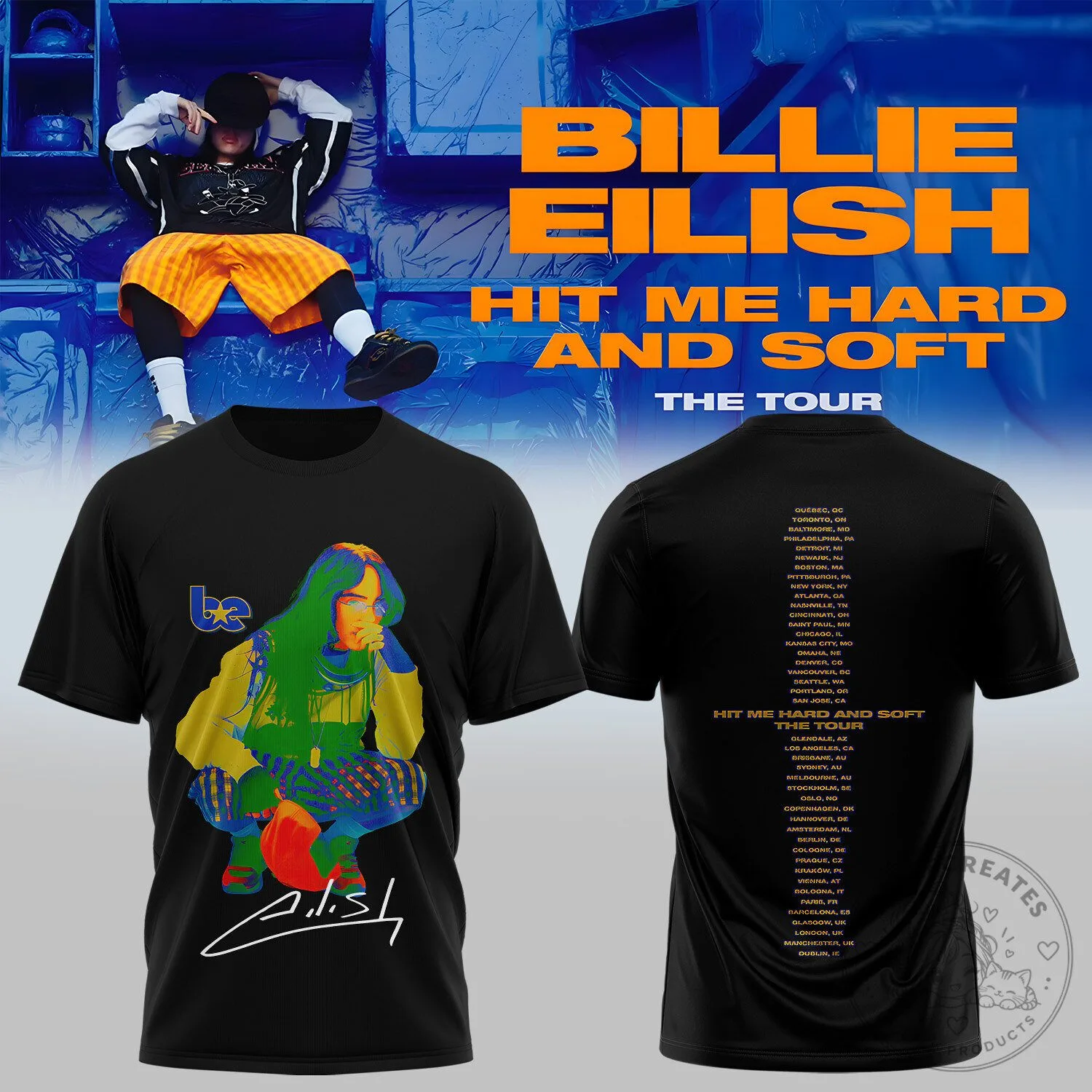Billie Eilish Concert T-Shirt for Hit Me Hard And Soft Tour