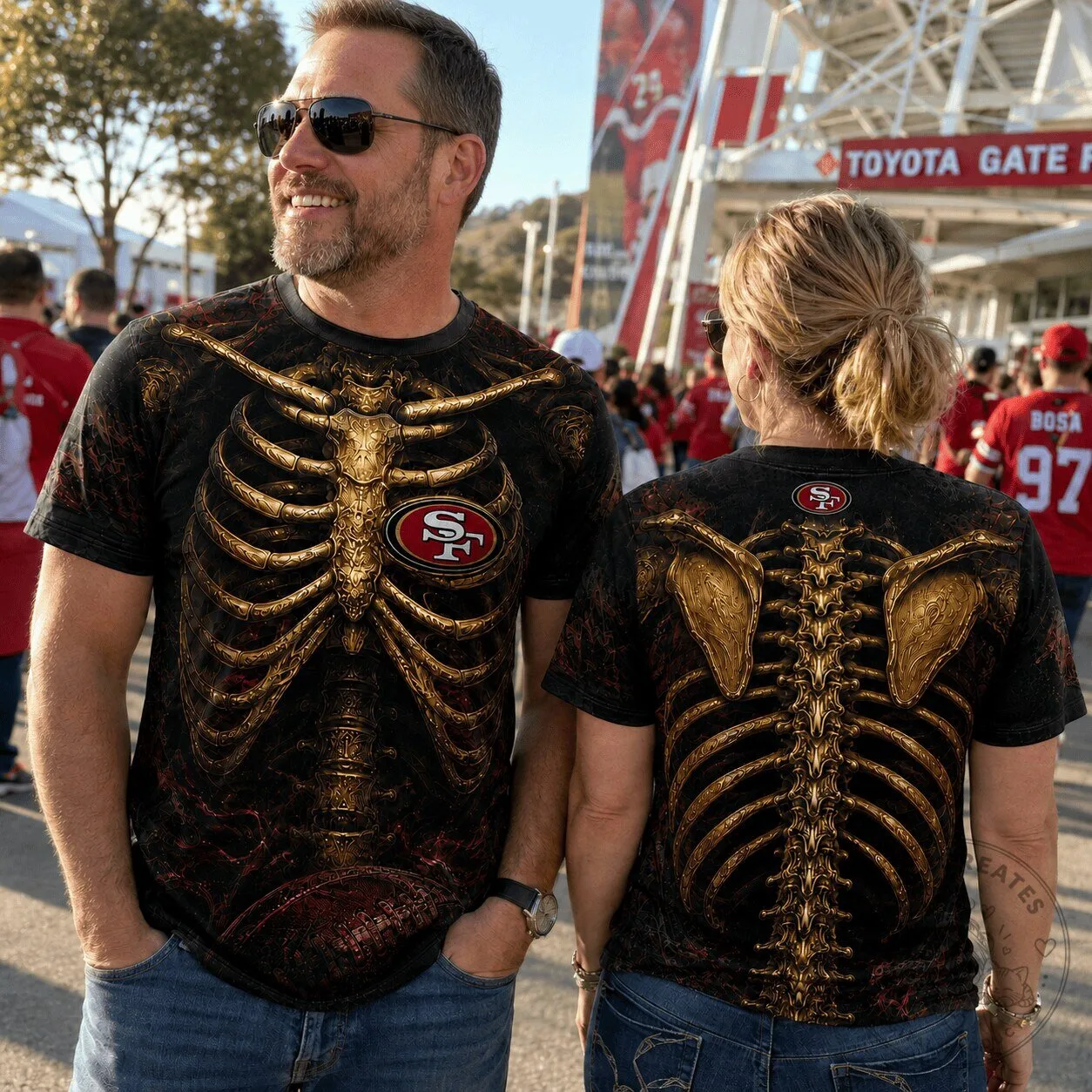Graphic T-Shirt featuring Skeleton Rib Cage of San Francisco Football Team
