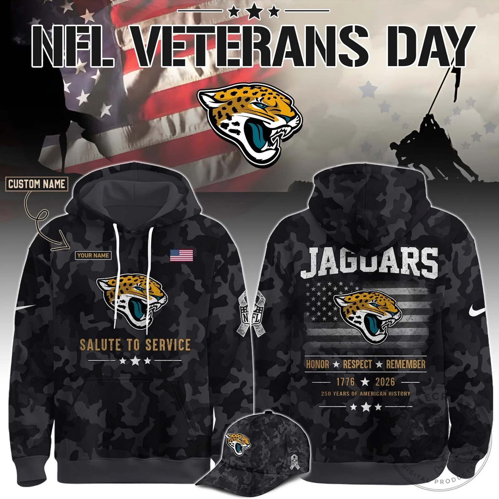 Jacksonville Jaguars NFL Veterans Day Salute To Service Camouflage Hoodie
