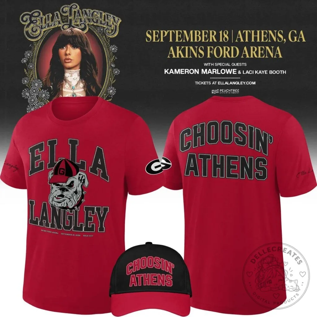 Georgia Bulldogs Concert Red T-Shirt by Ella Langley Choosin Athens