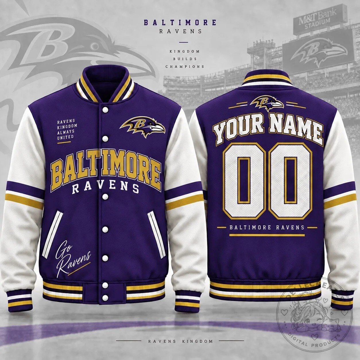 Baltimore Ravens Football Team Custom Name And Number Varsity Jacket