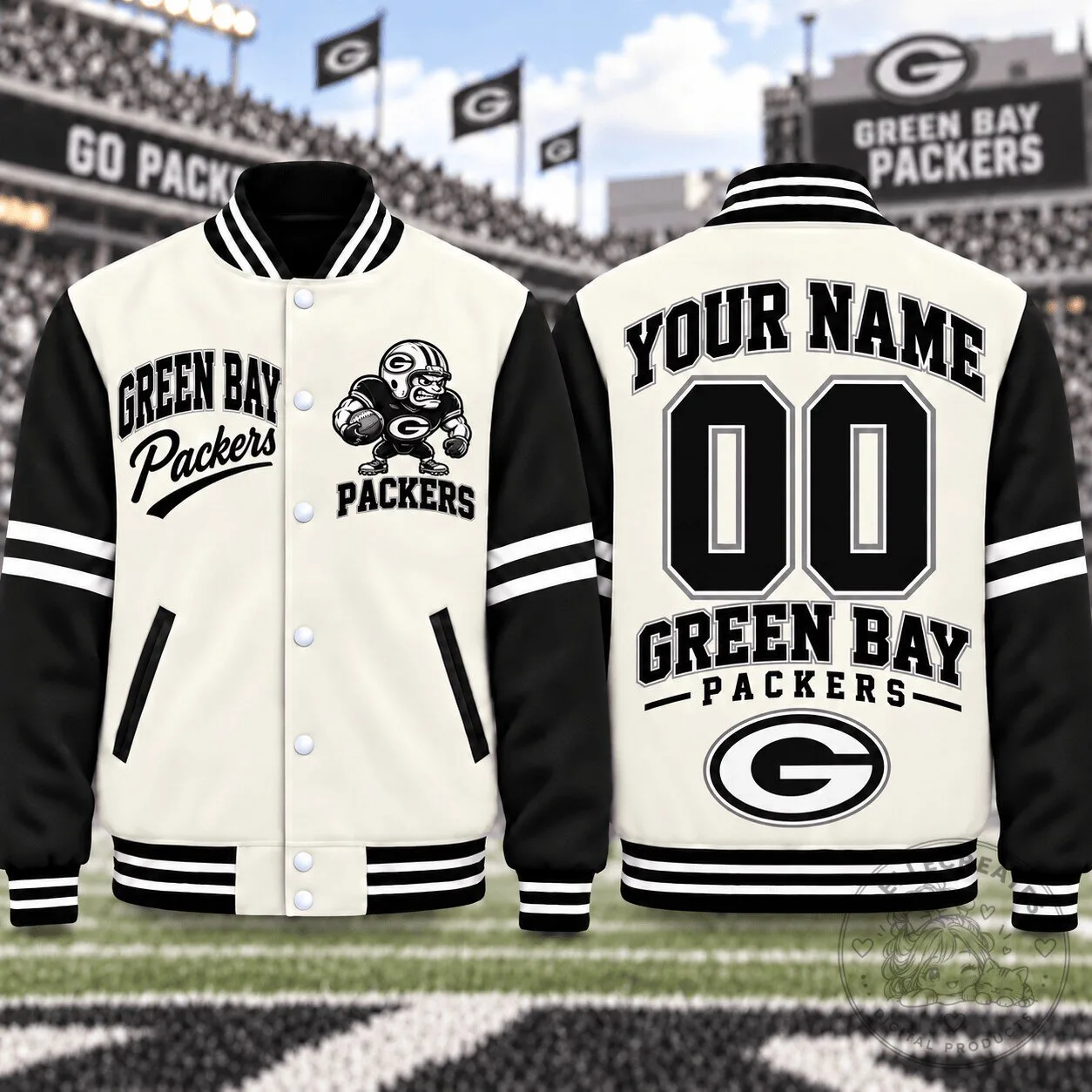 Varsity Jacket for Green Bay Packers with Custom Name and Number Options