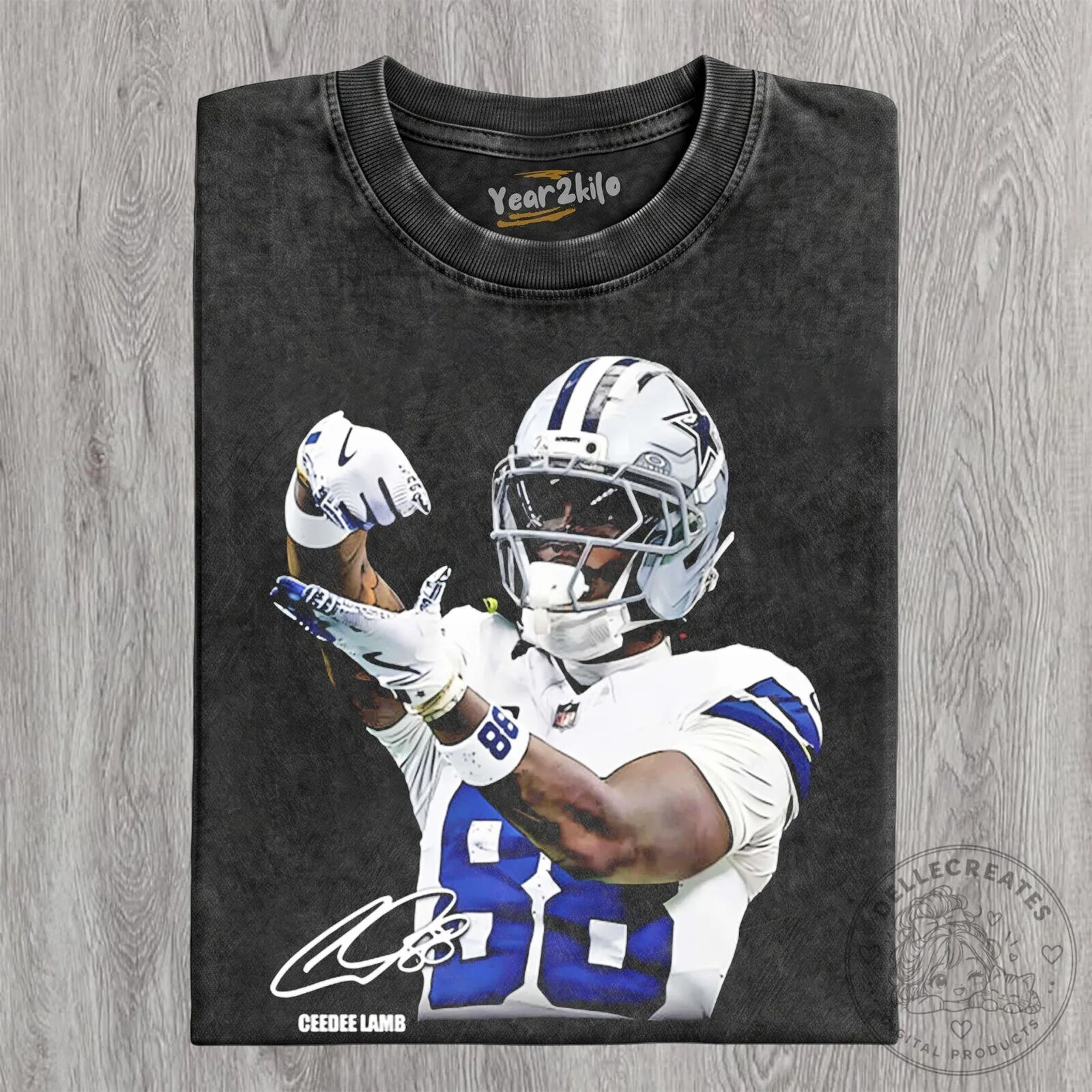 Dallas Cowboys Celebration T-Shirt featuring CeeDee Lamb, Football Player Design