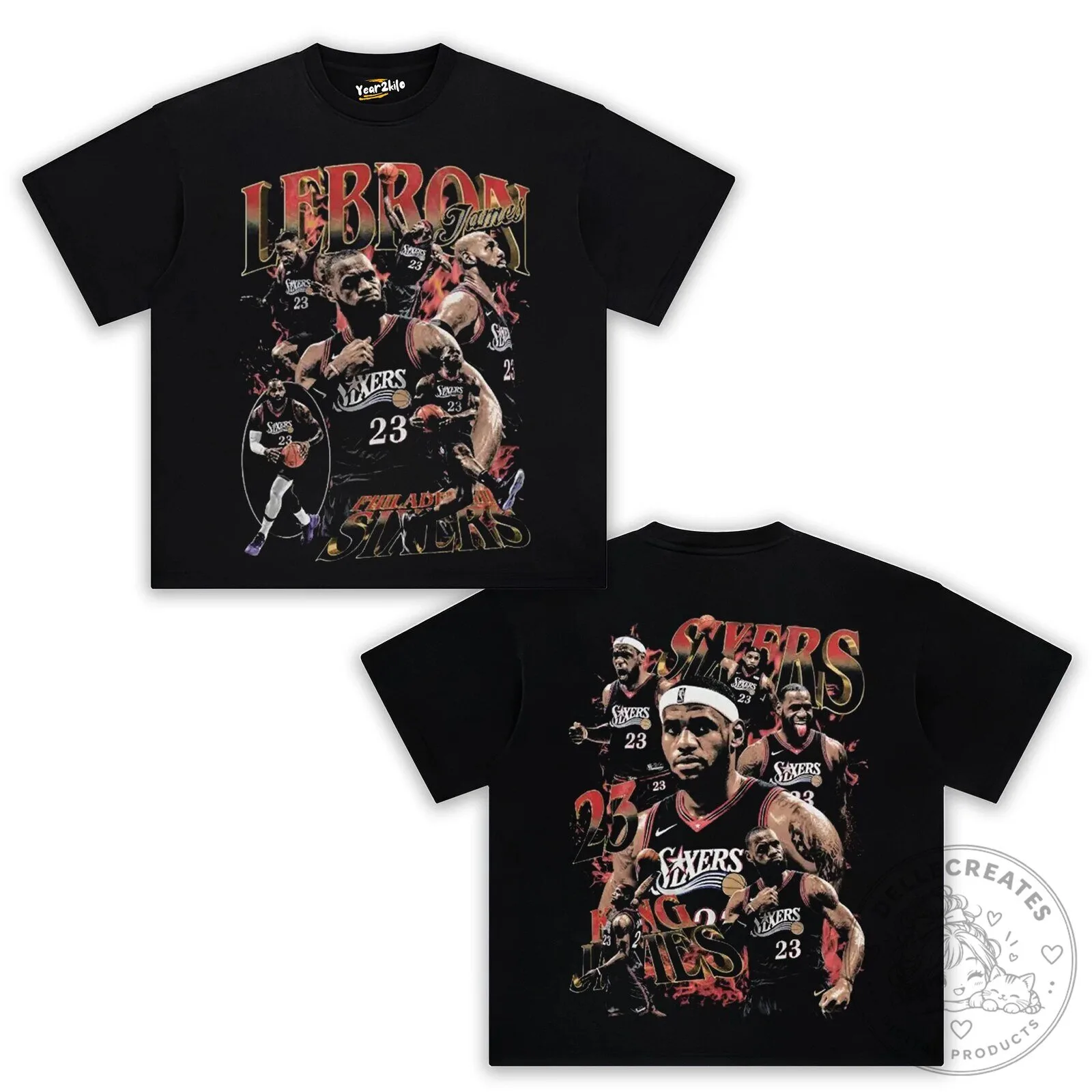 LeBron James Vintage Style Philadelphia Sixers Basketball Graphic T-Shirt