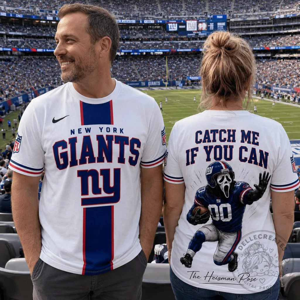 New York Giants Football Ghostface Heisman Pose White T-Shirt