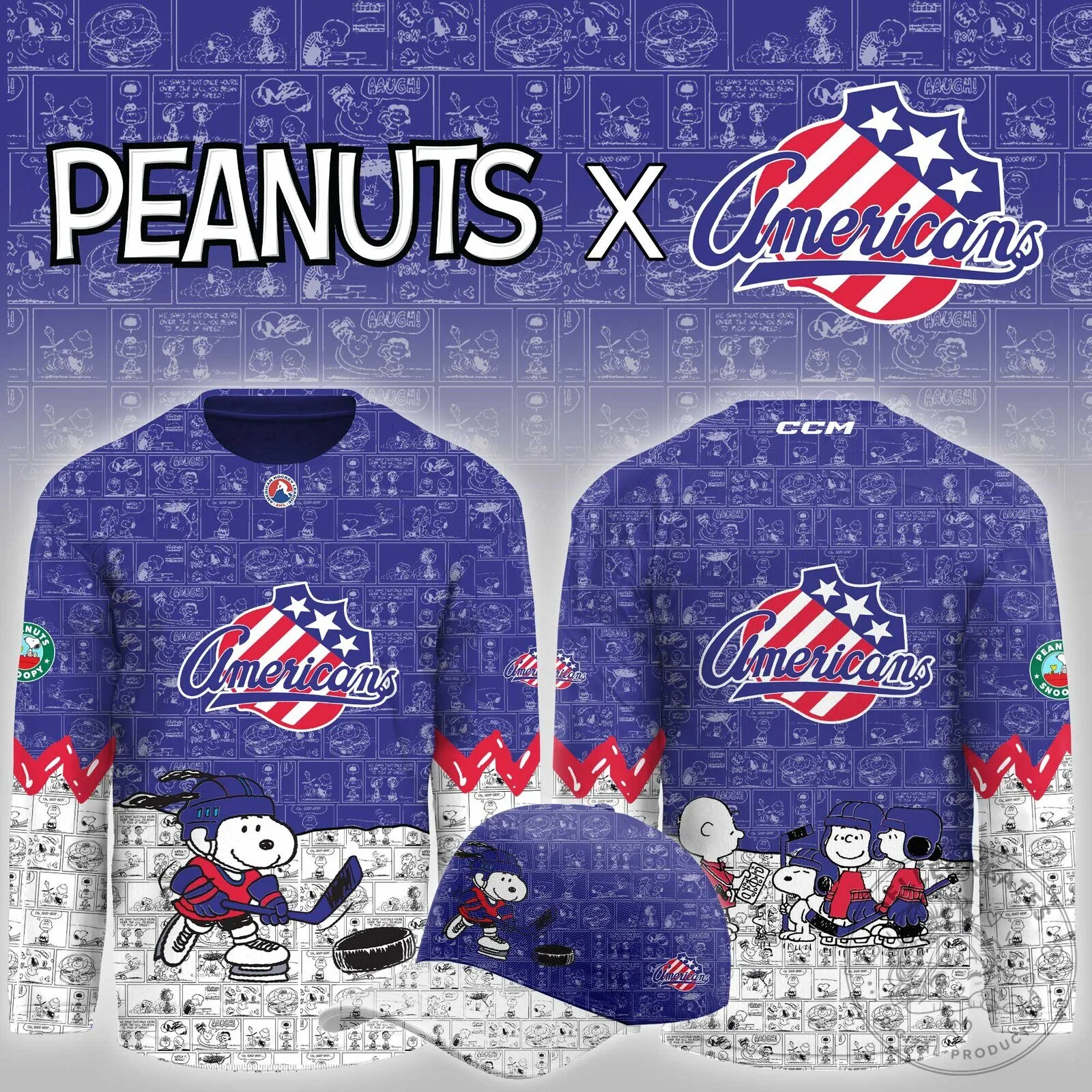 Rochester Americans Peanuts Snoopy Ice Hockey Jersey