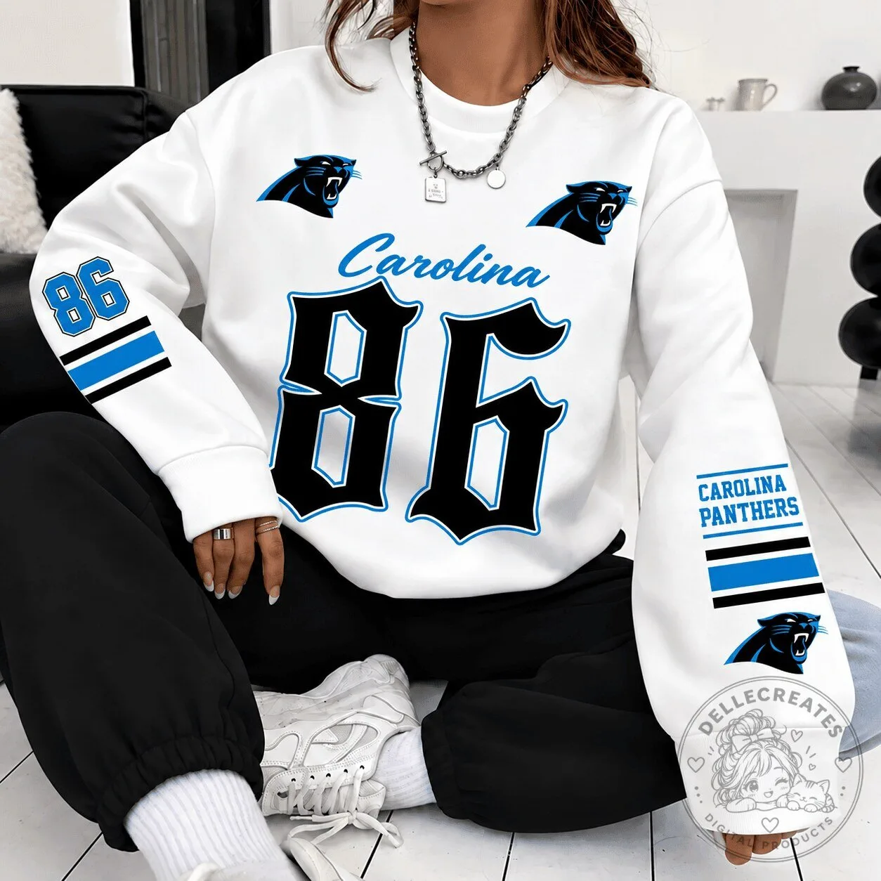 Carolina Panthers NFL Football Team Heritage Script Block Custom Sweatshirt